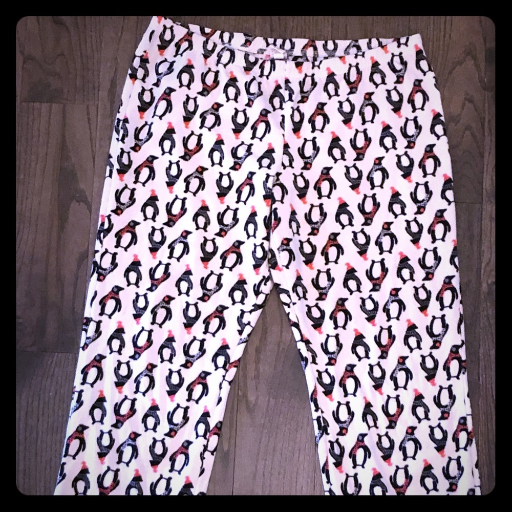 🔴 Warm Fleece Penguin Pajama Pants Bottoms XL